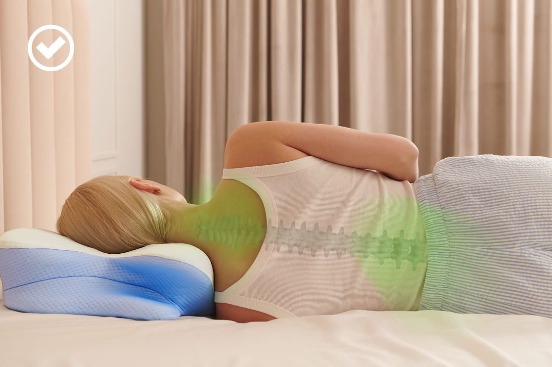 Proper cervical alignment during sleep